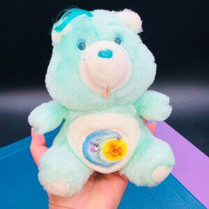 Vintage 1983 Care Bears Bedtime 6.5" Baby Plush, Moon Star Belly GenX Soft Toy